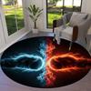 Ice Fire Sports Round Area Rug,Carpet Rug for Living Room Bedroom Sofa Playroom Decor,Non slip Floor Mat