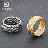 Interwoven Stainless Steel Men's Ring Punk Chunky Accessories 10MM Gold Color Finger Ring Trendy Jewelry Gift