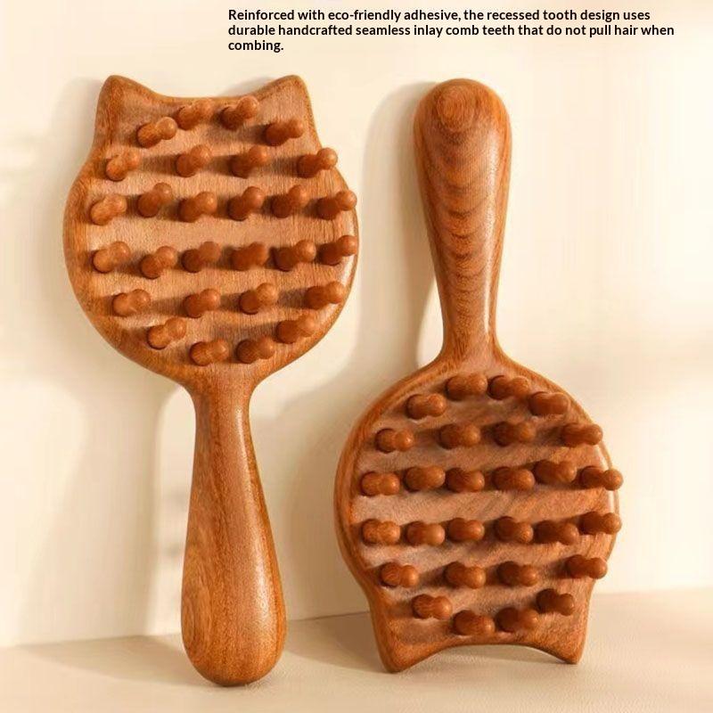 Sandalwood Scalp Massage Comb 28 Coarse Toothed Gua Sha Head Brush for Hair Growth Promoting Body Massage Home Use