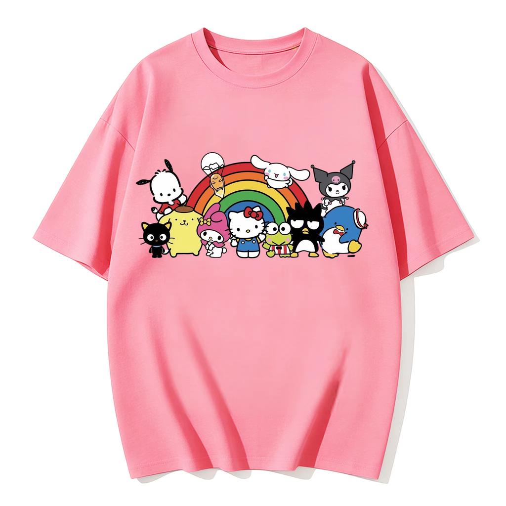 2026 new Summer Cute Sanrio TShirts Soft Cotton Short Sleeve Tees for Parents  Kids Breathable Casual Daily Outfit Tops