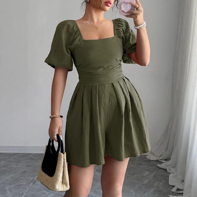 

Платье простого фасона с плиссированным квадратным воротником для женщин на весну и лето XL светло-зеленый