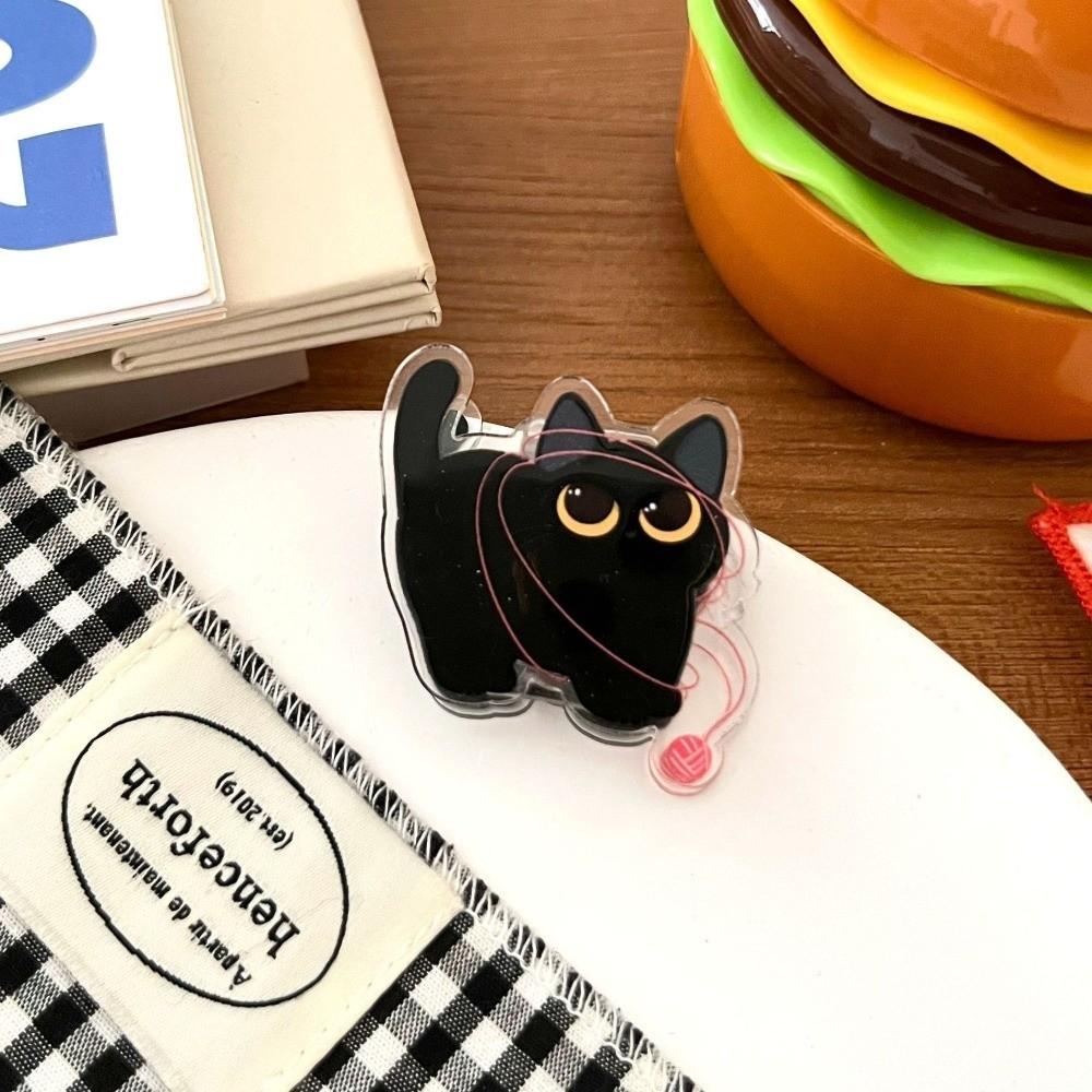 8pcs Acrylic Black Cat Bag Clips Fresh Keeping Kitchen Seal Clips Stationery Clips Seasoning Bags
