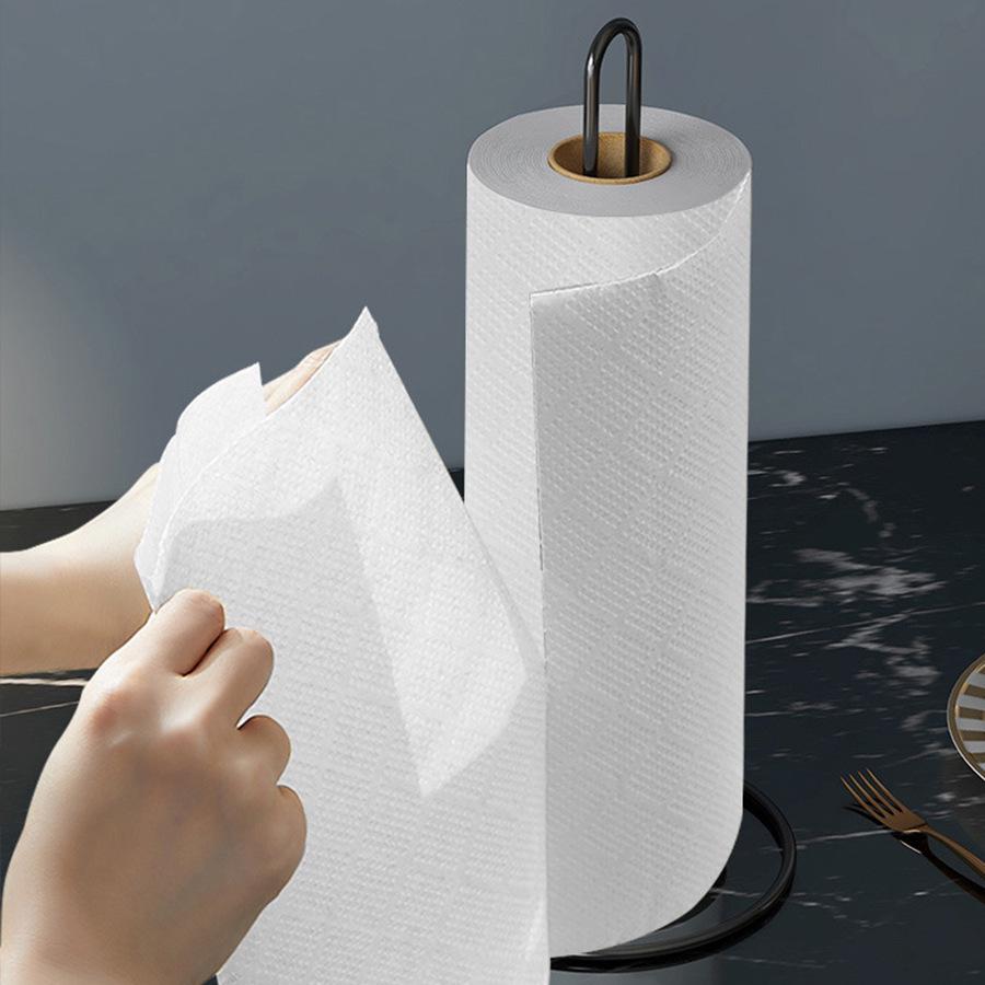 Nordic Minimalist Black Wrought Iron Paper Towel & Cling Film Holder for Kitchen and Dining Table