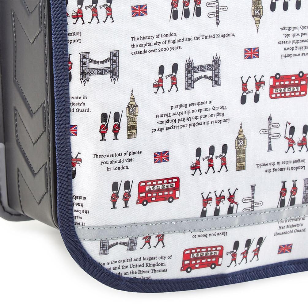 KOLOROWY STYL CUKIERKOWY Pokrowiec na tornister dla chłopców z odblaskami na początek szkoły bezpieczny i pewny w London March N4150600