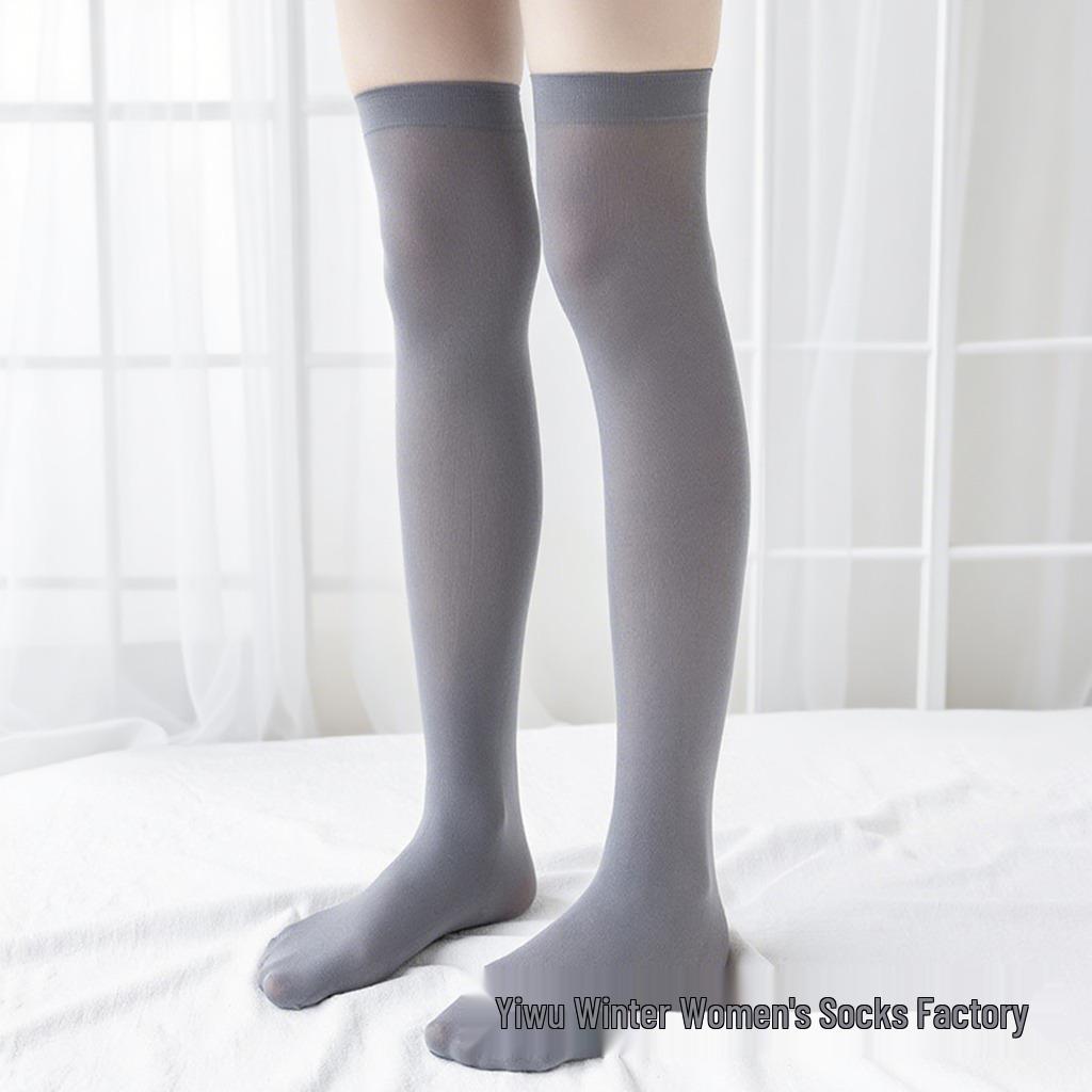 In-Stock Pink Over-the-Knee Women's Socks, Summer Thin Style with Bow, JK Ballet Style White Stockings