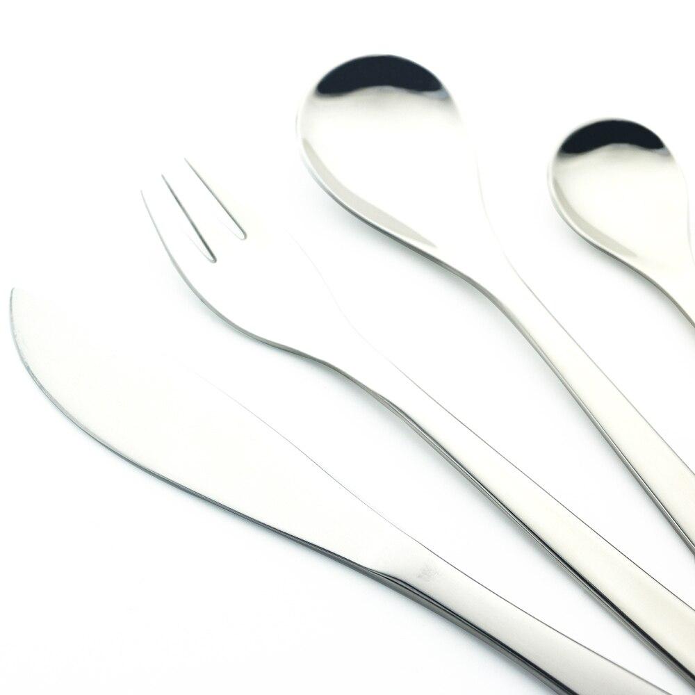 6 stücke Silber 18/10 Geschirr Typ Glatte Edelstahl Set Abendessen Löffel Set Reise Besteck Geschirr Küche Party Hause