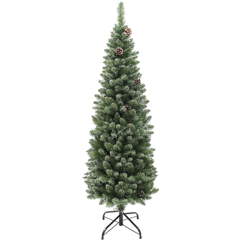 Artificial Christmas Tree 150 Cm with 395 Branches 30 Pine Cones and Metal Stand Christmas Tree for Living Room Indoor Green