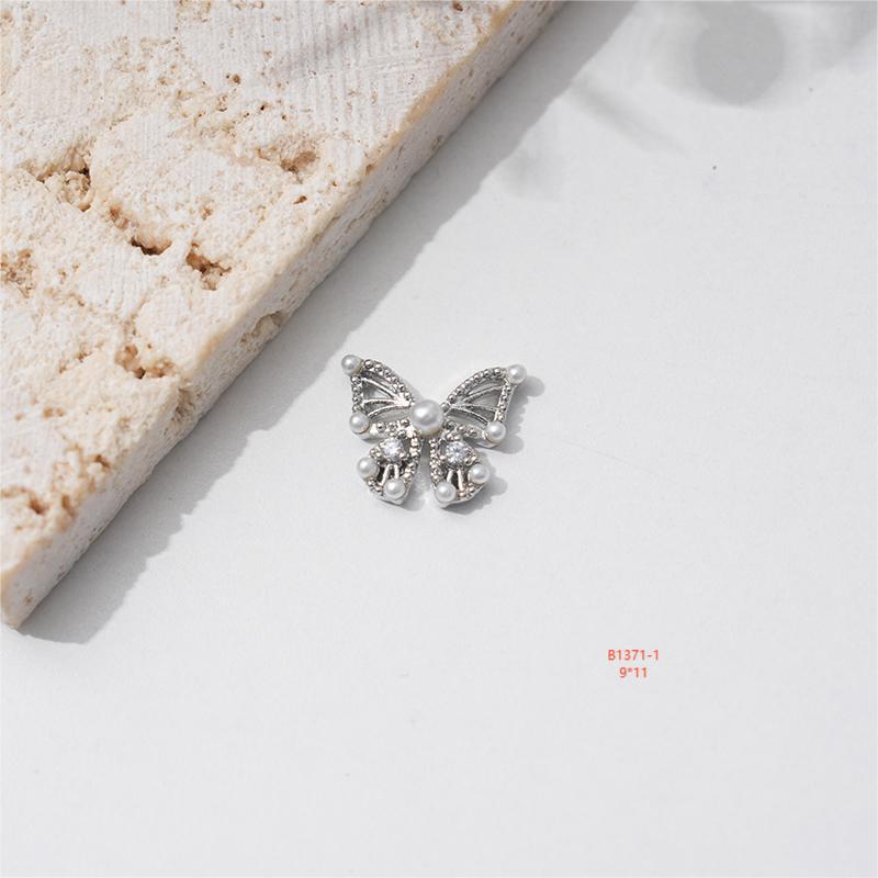 LZ16 Luxury Metal Butterfly Zircon Nail Jewelry