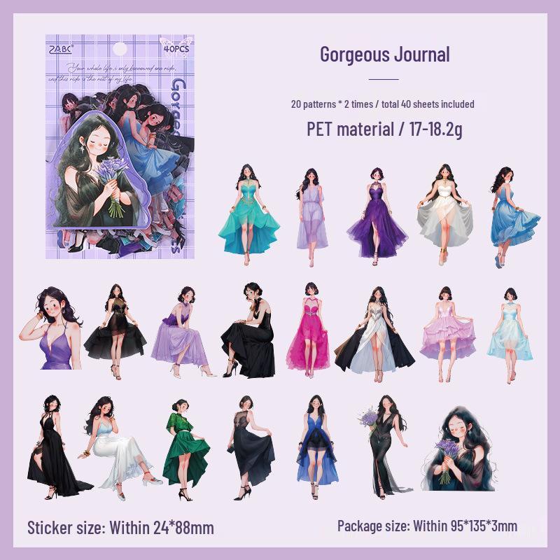 ZABC Romantic Years Journal Sticker Pack: 6 Styles for Collage & Memo DIY