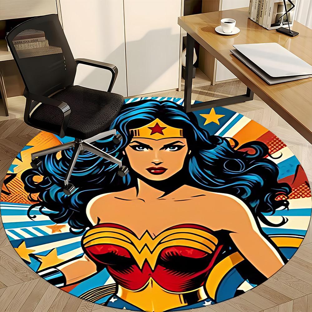 1pc Wonder Woman Office Round Area Rug, Under Office Chairs Bedroom Living Room Home Decor, Room Deco, Available In Various Sizes