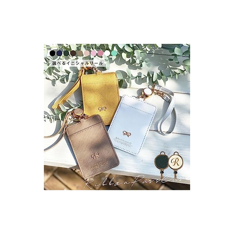 [Giselle] anan Featured Pass Case, Card Holder with Reel, Women's, Double-Sided IC Card Case, Employee ID Card Case, Strap with Ribbon (Light Pink