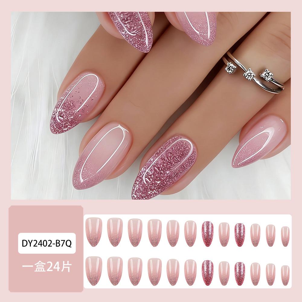 

Wear Nail Pads, Flash Pink Gradual Change European Square Nail Art, Spice Girl Dream Fake Nail Patch