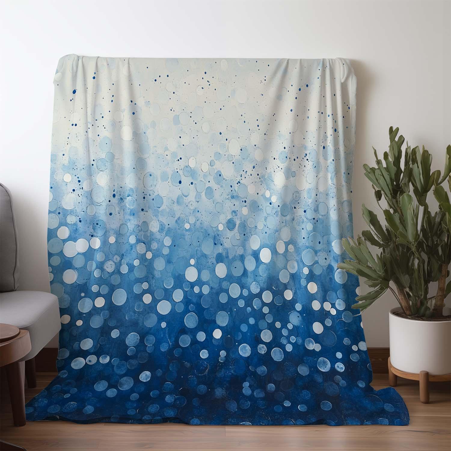 

1pc Sdoo Flannel Blanket - Retro Gradient Blue & White Dot Print, Ultra-Soft All-Season Throw for Sofa, Bed, Camping, Travel, Of 130x150cm