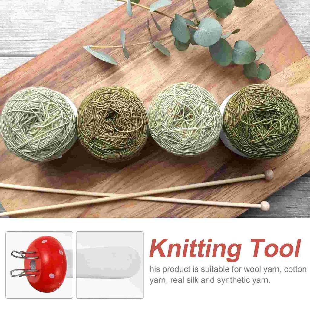 Mushroom Shape Wooden Knitting Tool For Cotton Silk Synthetic Yarn Tool Wooden Hand-Knitting Spool For Beginner Advanced