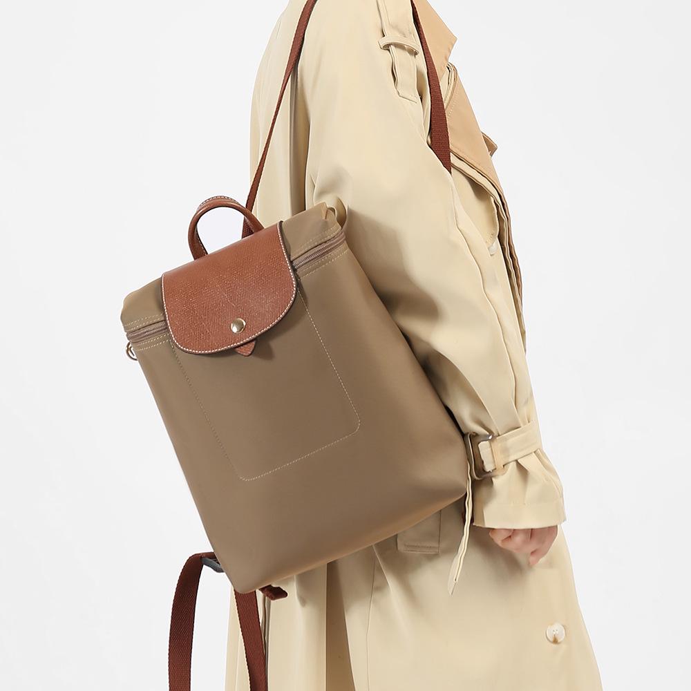 2025 Classic Women's Genuine Leather & Nylon Foldable Lightweight Backpack