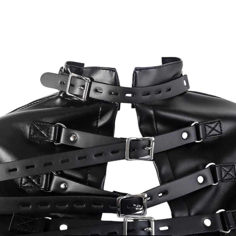 Adult Open Breast Arm Restraint Costume with Leather Binder Cupless Jacket for Women Role Play BDSM Body Bondage Sex Toys