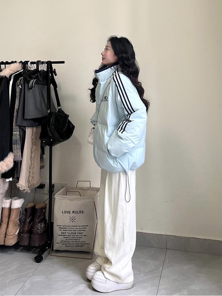 Women's 2025 Striped Stand Collar Winter Cotton Jacket