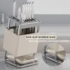 Knife Holder and Utensil Holder Stainless-Steel,Knife Storage with Slots for Scissors,Sharpening Rod,Stable Knife Organizer