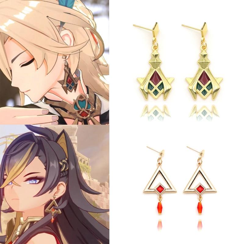 Game Genshin Impact Earring Tartaglia Hu Tao Venti Kaeya Alberich Aether Qiqi Keqing Cosplay Clip Earrings Foe Fans Jewelry Gift