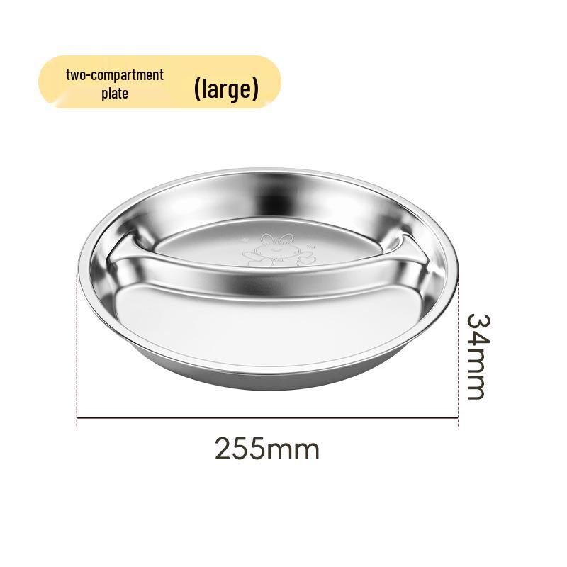 304 Stainless Steel Round Meal Tray for Kindergarten Students and Babies: Compartment Plate for Solid Foods and Dumplings