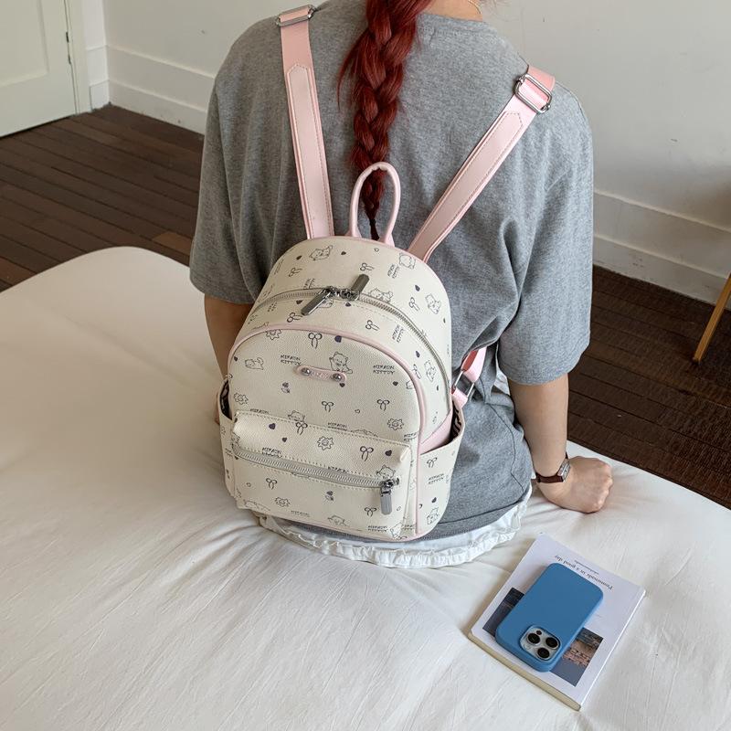 Schoolbag Cartoon Backpack Women's 1011 New Fashion College Student Printed School Bag Versatile Large Capacity Leisure Travel Backpack
