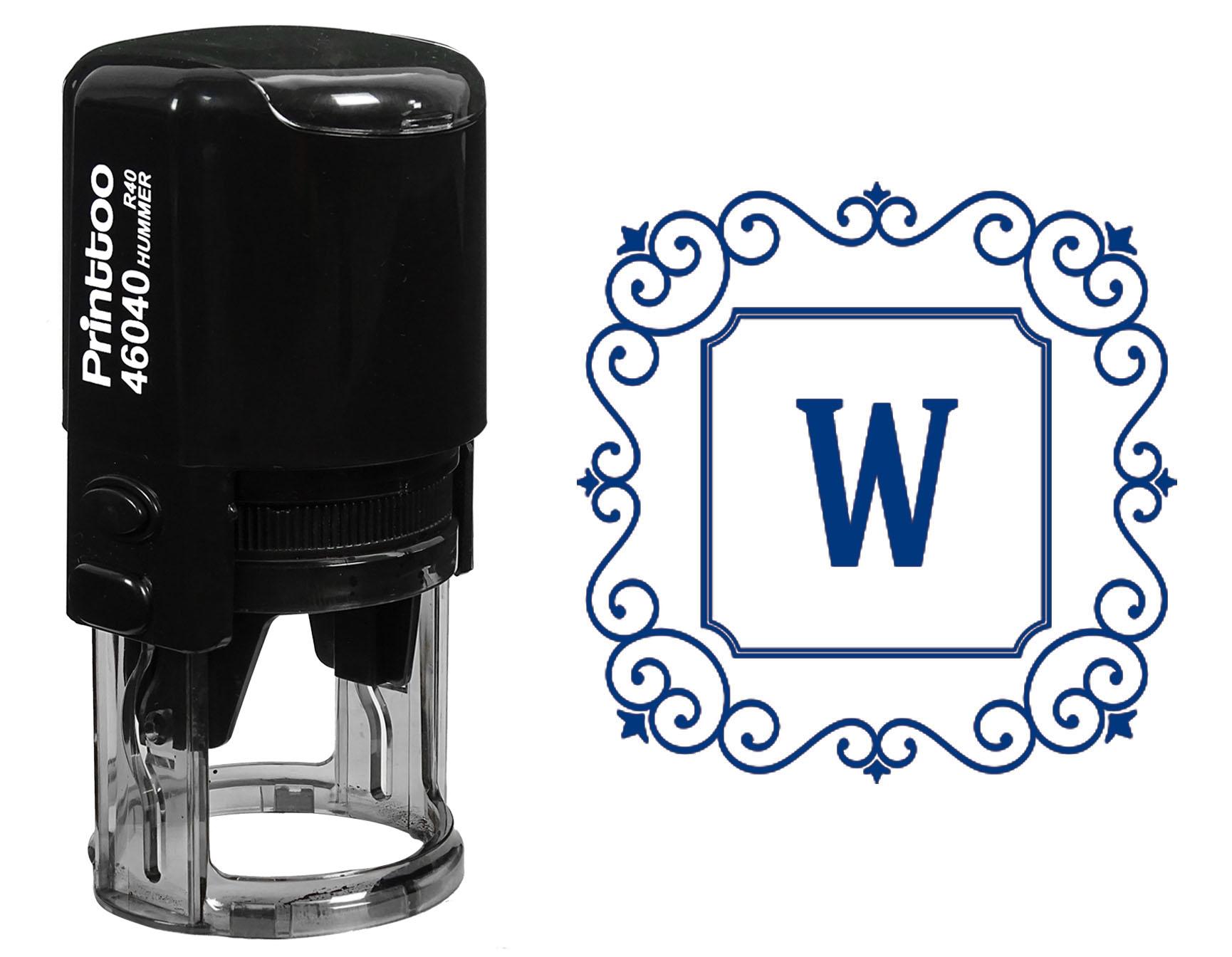 

Printtoo Square Swirl Border W Alphabet Monogram Initial Office Stationary Self Inking Rubber 30 mm Diameter (Approx) синій