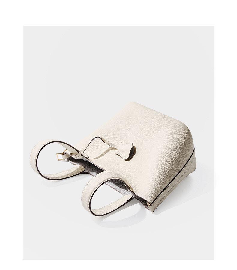 Women's Genuine Leather Bucket Bag - Top Layer Cowhide, Versatile Vegetable Basket Handbag