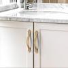 Brushed Brass Cabinet Pulls, 4 Pcs Aluminum Alloy Modern Hardware Handle Cabinet for Kitchen Dresser Cupboard Bathroom Pulls