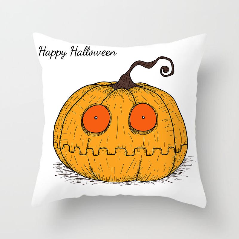 Halloween Pillow with Graffiti Letters Printed Peach Skin Home Cushion Cover Sofa Living Room Cushion Cover