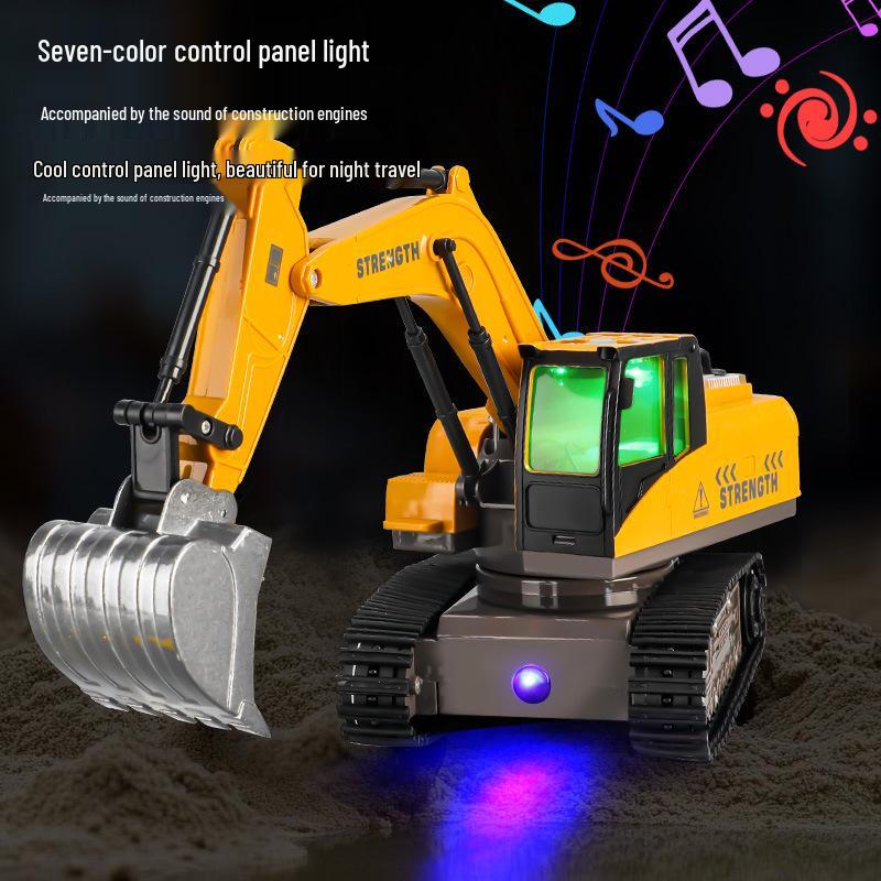 2.4G Alloy Excavator RC Bulldozer with Lights & Spray, 1:20 Scale Kids' Toy