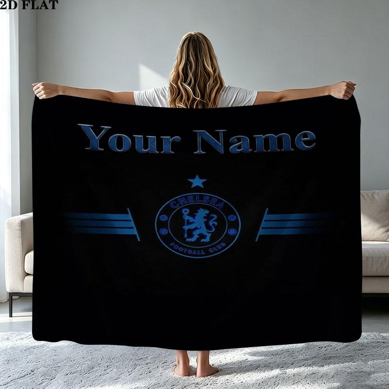 1PC Chelsea F Custom Name Patterned Flannel Blanket Suitable For All Seasons for Home Decor Warmth and Comfort Gifts Holiday Present
