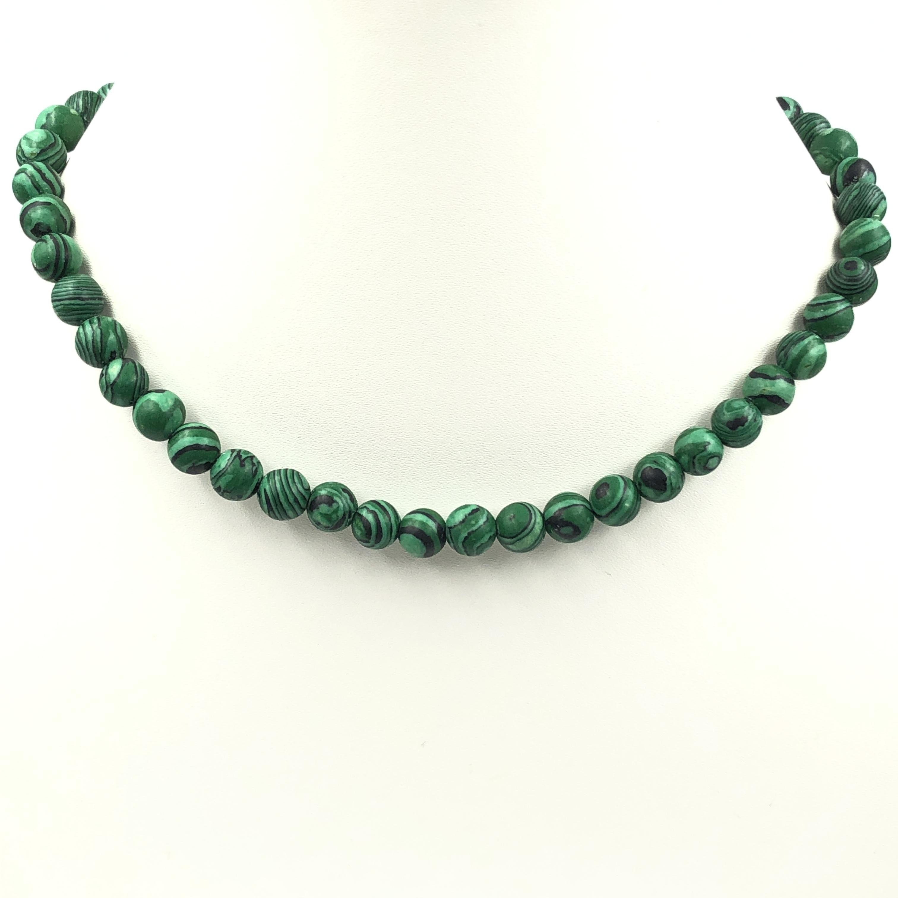 8 мм Натуральный Малахит Круглые Бусины Камень Ювелирное Изделие Ручная Работа Ожерелье На Удачу 17-20  Подарок На День Рождения Для Нее 8BN-14