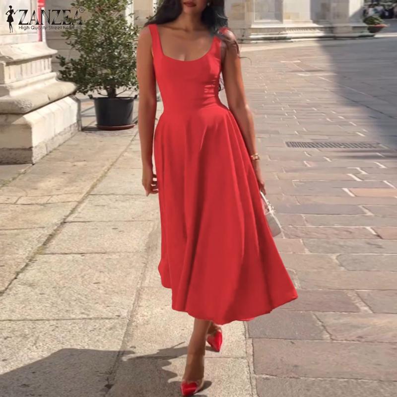 

ZANZEA Women Casual U-Neck Summer Sleeveless Holiday Dress S чёрный