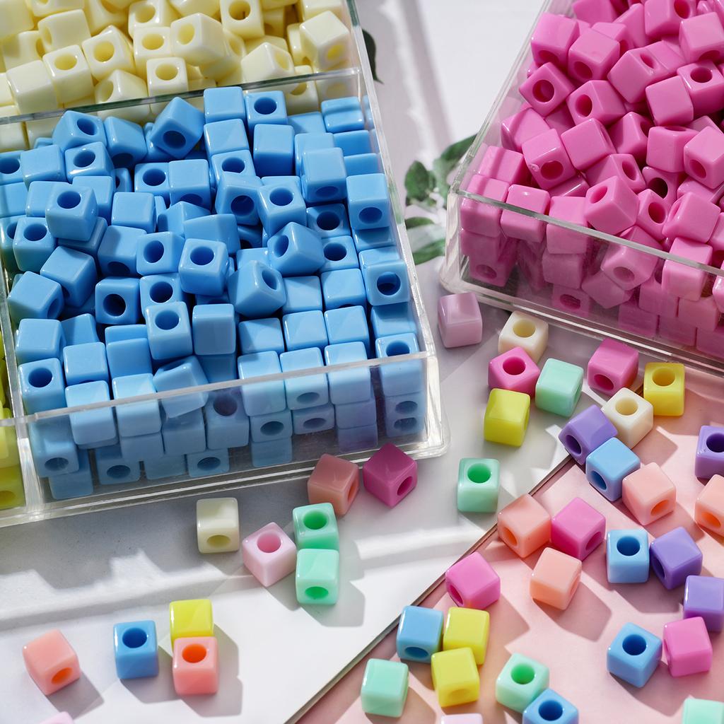 100pcs/lot 7mm Colorful Square Spacer Acrylic Beads For DIY Jewelry Making Beads Necklaces Bracelets Handicrafts Accessories