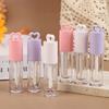 2,5 ml Rosa Herzförmige Lippenemaille-Tube mit Schlüsselanhänger und Pinselstab Lipgloss-Tube Leere Flasche Lippen-Glasurbehälter Make-up-Werkzeug