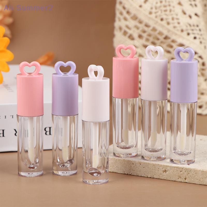 2,5 ml Rosa Herzförmige Lippenemaille-Tube mit Schlüsselanhänger und Pinselstab Lipgloss-Tube Leere Flasche Lippen-Glasurbehälter Make-up-Werkzeug