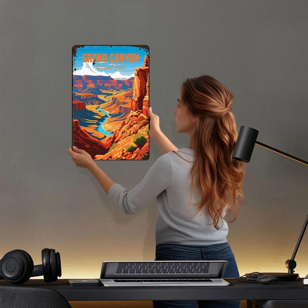Grand Canyon Nationalpark Metallschild Landschaftsposter Dekor für Raumdekoration Benutzerdefinierte Blechschilder für Wandkunstdekoration