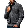 Men's Lined Long Sleeve Zip Up Sweater Cardigan with Stand Collar and Color Block Design