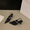 Temperament Celebrity Bag Head Sandals Shoes New Spring and Summer Pointed Single Shoes Black High Heels