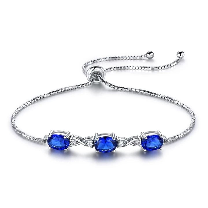 

Blue Cz Tennis Bracelet -925 Sterling Silver