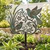 Rustic Copper Bird Statue Metal Garden Stake, Weather Resistant Iron Yard Art Ornament, Figurine Retro Patina Finish Sign for Outdoor Lawn Decor