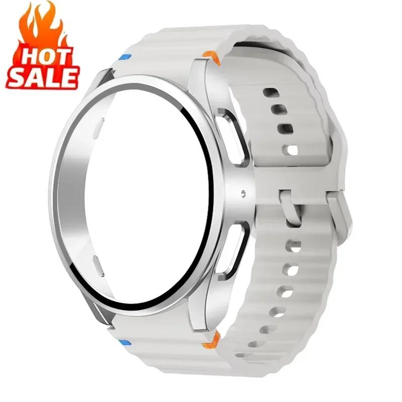 Case+Strap for Samsung Galaxy Watch 7 6 5 4 40mm 44mm Silicone Official Band PC Protector Cover Bumper Accessorie Galaxy Watch 7