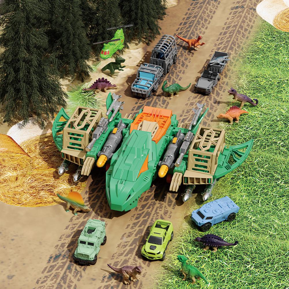 Pterosaur Transforming Aircraft Dinosaur Transformer Toys With 12 Mini Dino Figures & 8 Toy Cars For Kids Birthday Gifts