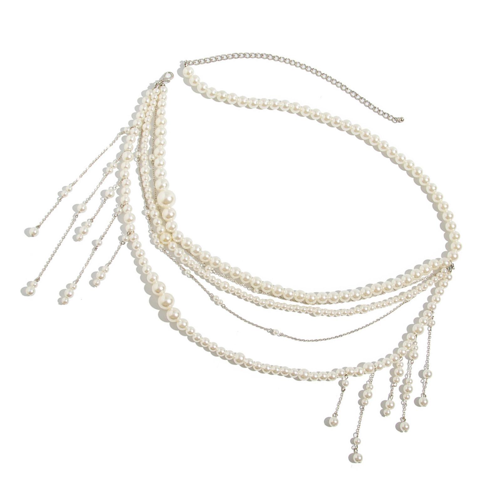 

Кисточки из искусственного жемчуга Цепочка на талию для женщин Регулируемая цепочка для тела Пляжное украшение Аксессуар Свадебные аксессуары 1739