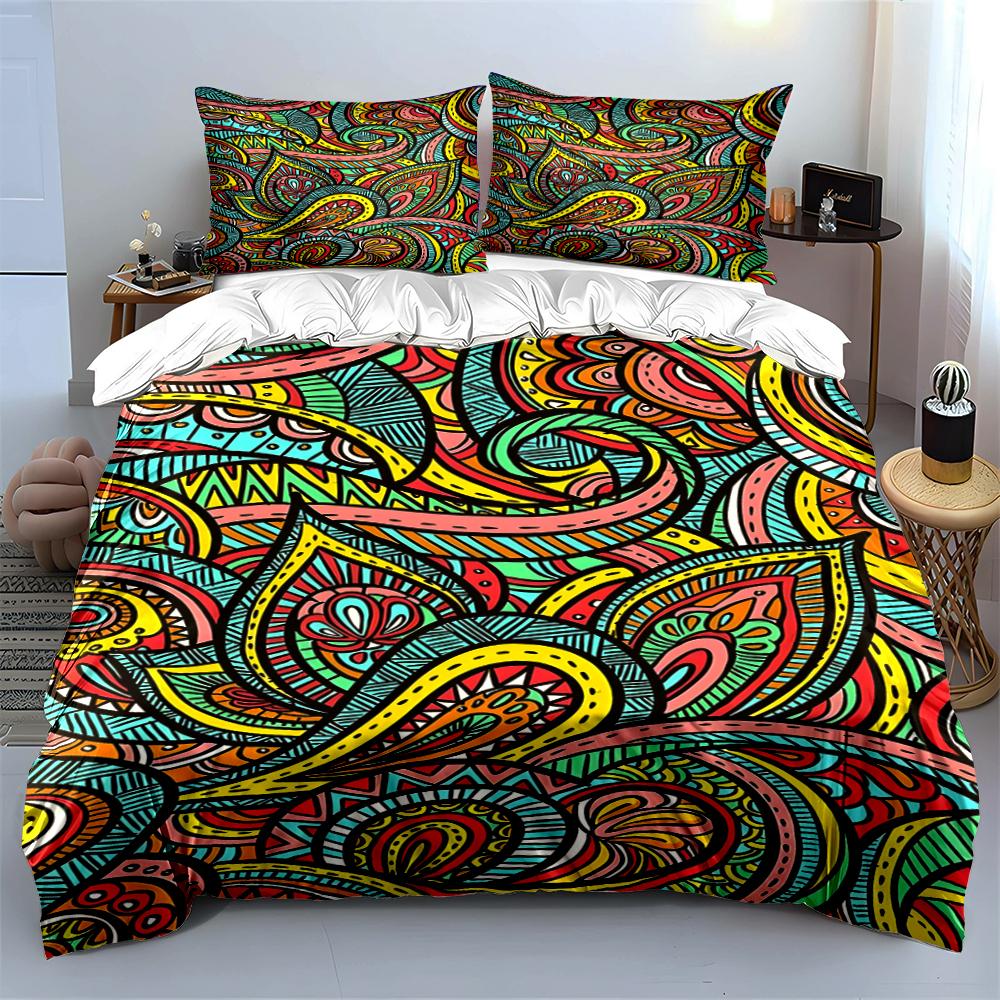 Bohemian Style Colorful Paisley Bedding Bedding Set (1 Duvet Cover, 2 Pillowcases, Duvet Not Included)