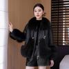 Autumn Women's Fox Fur Coat Thin Lightweight Fur and Leather Patchwork Leather Jacket