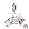 Colorful Heart Murano Glass Flower Travel Pink Charm Bead Components Copper Metal Compatible With Authentic Original Bracelet High Quality Fine