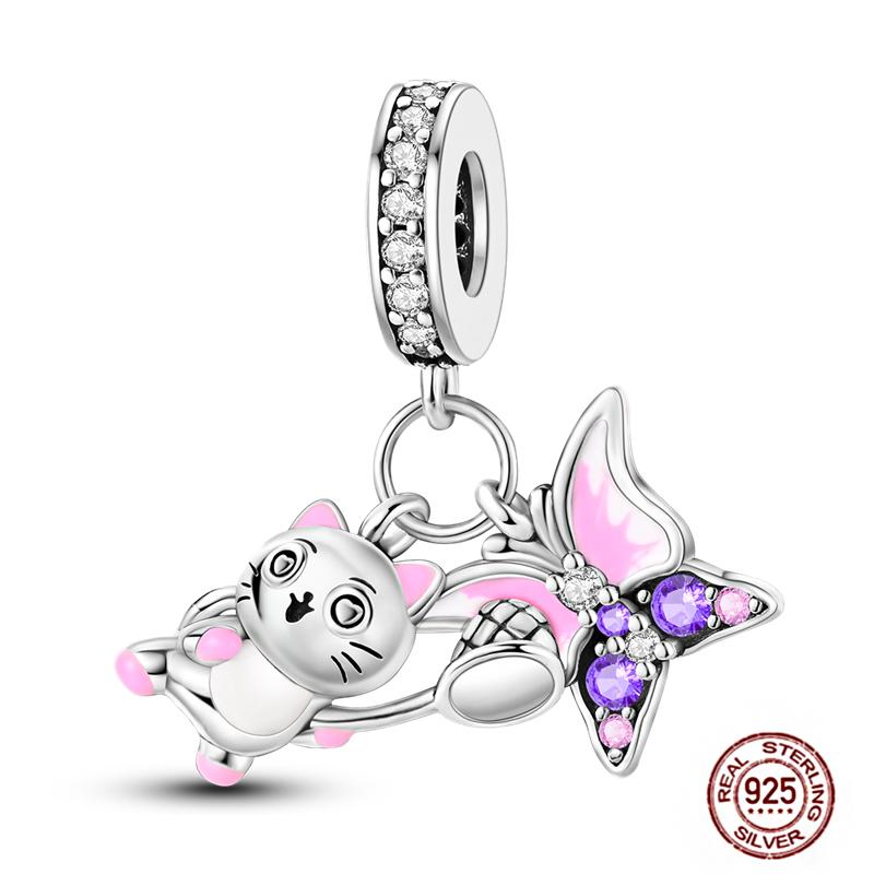 Colorful Heart Murano Glass Flower Travel Pink Charm Bead Components Copper Metal Compatible With Authentic Original Bracelet High Quality Fine
