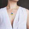 Ukraine Flag Necklace Ukraine National Flag Crescent Moon Galactic Universe Glass Cabochon Pendant Necklace