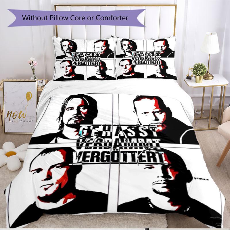 3pcs Duvet Cover Set (1*Duvet Cover + 2*Pillowcase, Without Core), Bohse Onkelz Print Soft All‑Season Bedding Set, Home Bedroom Decor Gift
